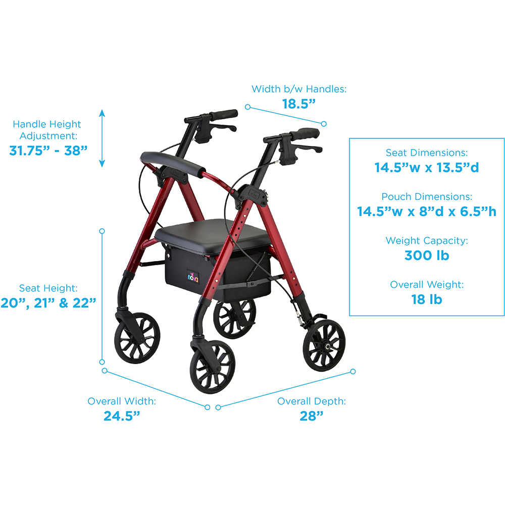 STAR 8 Rollator Walker, 8" Wheels & Standard Size